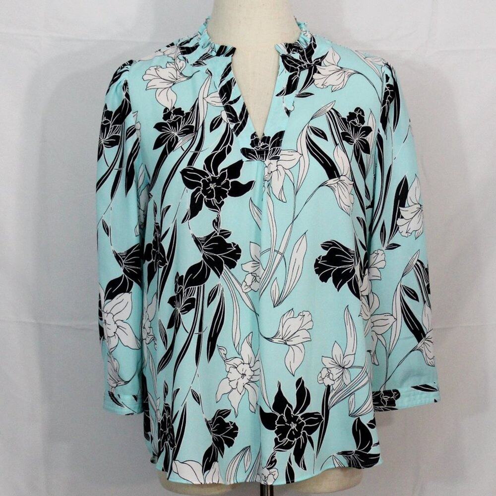 Worthington Petite Floral Dress Blouse Size Small